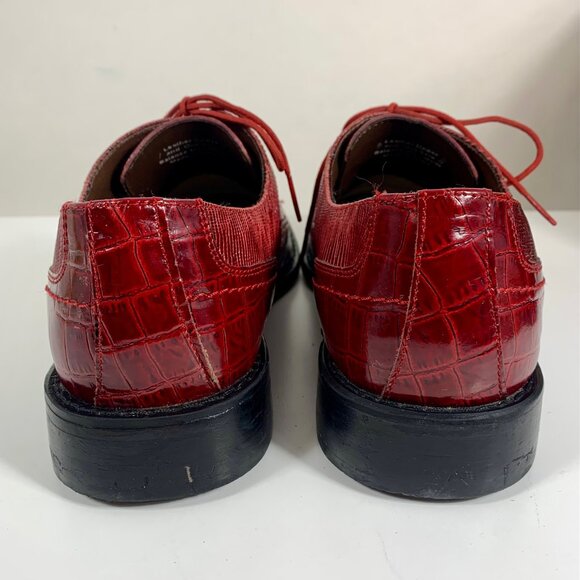 Stacy Adams Mens 9M Palladin Red Lizard Print Leather Oxford Dress Shoes - Picture 7 of 12